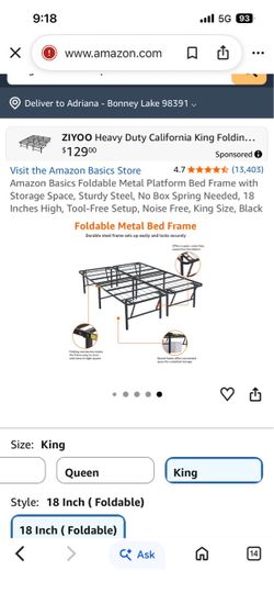 King size platform bed frame