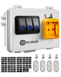 Power Distribution Box With Low Voltage Protection Compatible With Dewalt 20V Battery, Pre-Installed 3-Way Circuits And Dual USB Charger, Battery Adap