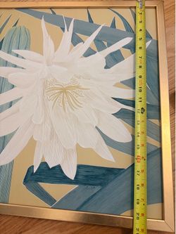 Large Modern Botanical Floral Wall Art – Gold Frame | Textured Tropical Flower