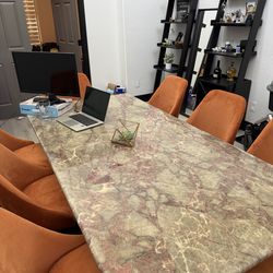 Italian marble table with 10 chairs