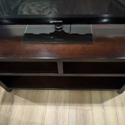 Wood TV entertainment stand