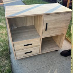 2 Drawer, Wood File Cabinet, Mobile Lateral Filing Cabinet, Printer Stand with Open Storage Shelves