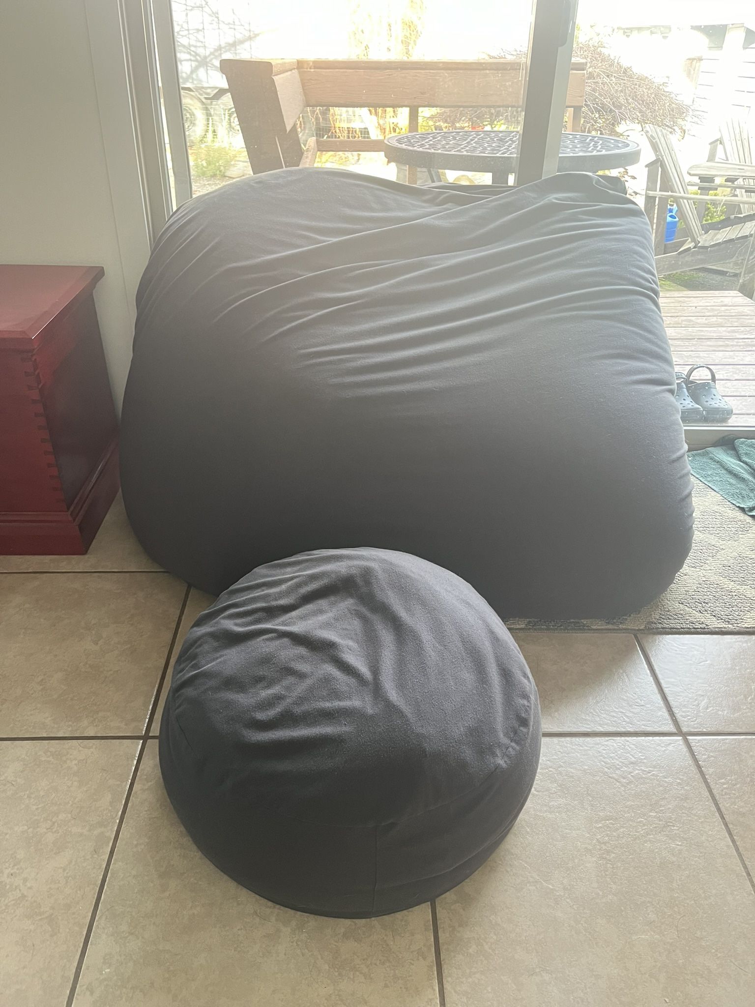 Double Moon Pod Bean Bag Chair And Footrest