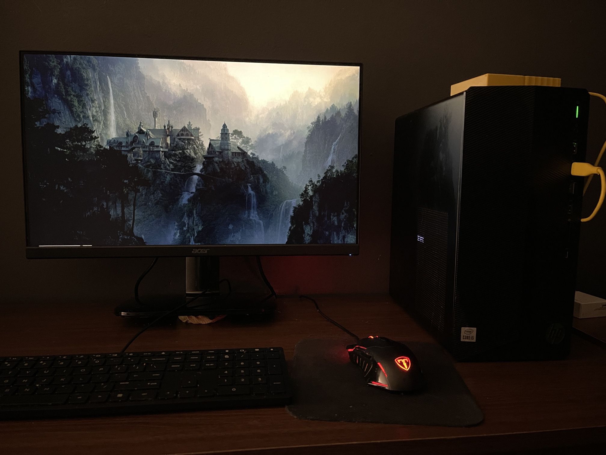 Gaming Setup: HP Pavillion, 24” Acer Monitor, 2TB External HDD