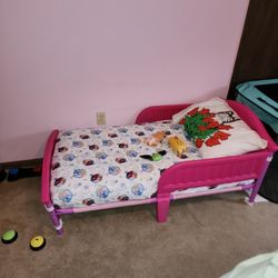 Kids Plastic Bed With Crib Mattress 