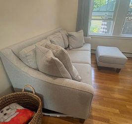 Boston interiors Lakeville Light Gray Sofa with Matching Ottoman