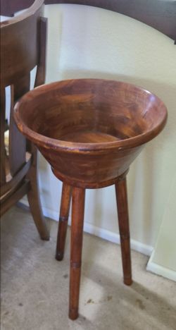 Large Wooden Caesar Salad Bowl with Pedestal Stand - 16" x 36"