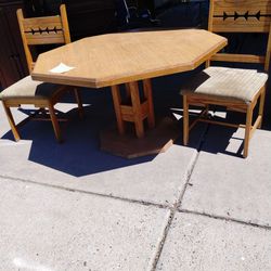 Wood Table With Two Chairs 