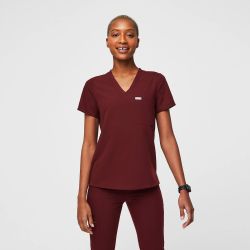 Figs Burgundy Catarina™ - One-Pocket Scrub Top  M - Burgundy   