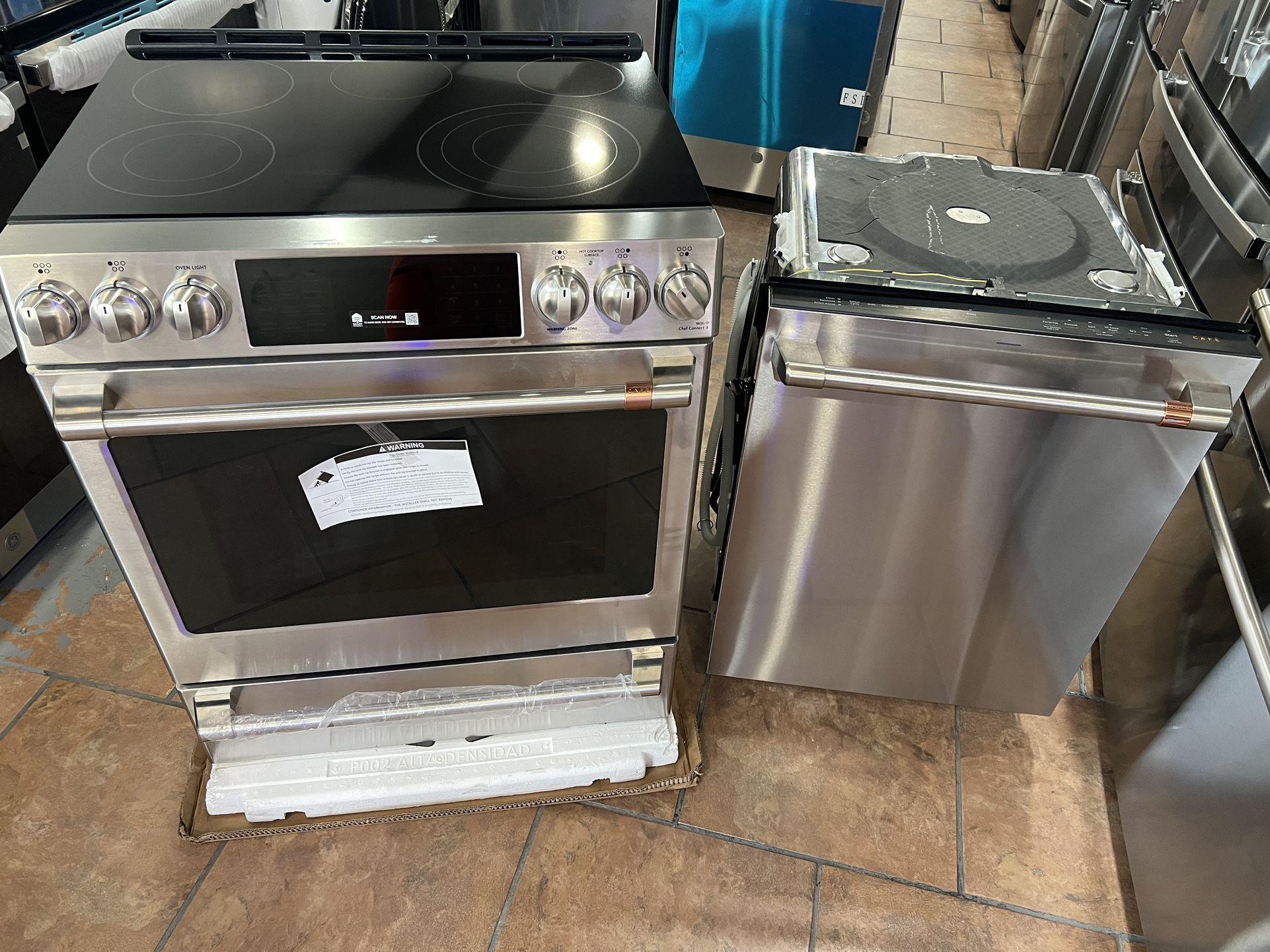 Selling Combo GE Café Electric Stove & Dishwasher In Stainless Steel