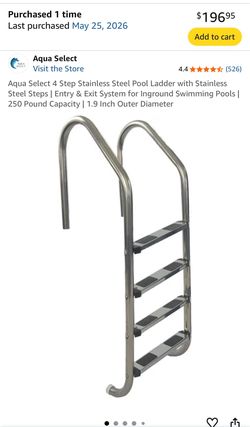 Aqua Select Stainless 4-Step Pool Ladder