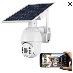 Security Camera Outdoor,Wireless WiFi Pan Tilt Spotlight Solar Battery Powered Motion Detection Home Camera with Color Night Vision,2.4G WiFi ,Secure 