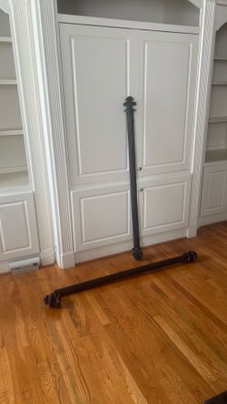 Black wood window hanging rods