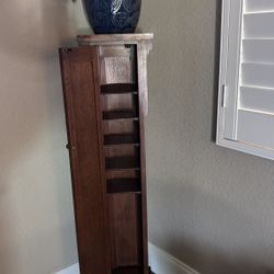 Vintage oak plant stand/storage cabinet with adjustable Shelves