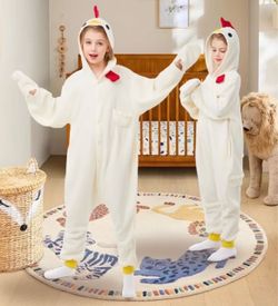 Chicken Onesie Pajama Costume Dress-up Play Lounging for Kids, Size 9-10