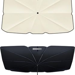 Retractable Windshield Sun Shade for Car, Umbrella Sunshade for Car Windshield Protect Vehicle from Sun Rays & Heat Damage Medium (57" x 33")