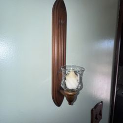 Set Of 2 Vintage Wooden Sconces