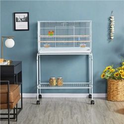 47'' Flight Cage with Rolling Stand Extra Space Slide-out Tray for Small Birds, Cage Type-Parakeet Flight Cage, Pet Type-Parakeet, Lovebirds, Budgies,