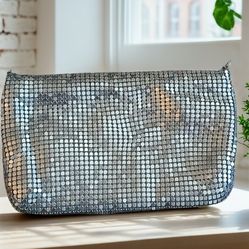 Silver Mesh Cosmetic Make Up Bag