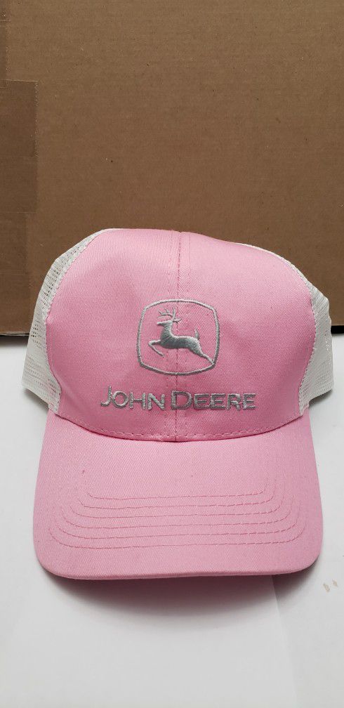 John Deere Pink and White Trucker style Hat - One Size Fits
