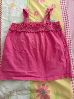 Girls Pink Smocked Tank Top