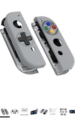 eXtremeRate SFC SNES Classic EU Style Joycon Handheld Controller Housing (D-Pad Version) Colorful Buttons, Replacement Shell Case for Nintendo Switch 