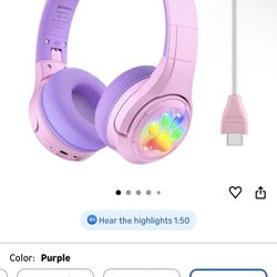 Riwbox CF9 Kids Bluetooth Headphones, Kids Wireless&Wired Headphones (Purple)