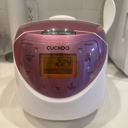 CUCKOO 6-Cup Micom Rice Cooker and Warmer Pink/White: 8 Settings, Automatic Keep Warm, Dishwasher-Safe Parts, Timer