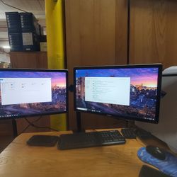DUO MONITORS WITH STAND AND ALL CABLES INCLUDED.
