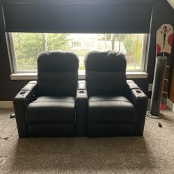 2 Reclining Leather Movie Chairs. 