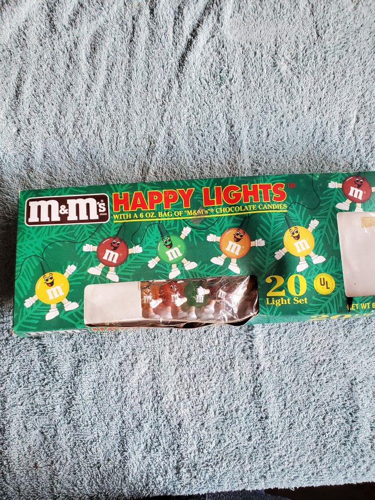 Vintage M&M mm Happy Lights String Lights 20 Covers Christmas 1990s
