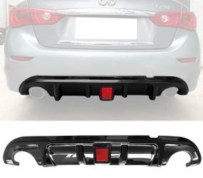 14-17 Infiniti Q50 Gloss Black LED Brake Light Rear Bumper Diffuser