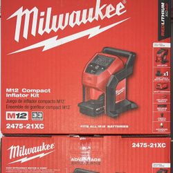 Milwaukee M12 Compact Inflator Kit. Model #2475-21XC
