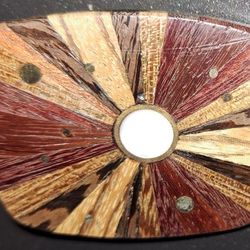 Handmade Wood Sunburst Wood Belt Buckle On Brass