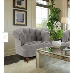 Jennifer Taylor Home La Rosa Victorian Tufted Accent Chair Opal Grey