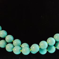 Necklace Turquoise Tone 60-in Beads Green Nuts In Between Heavy