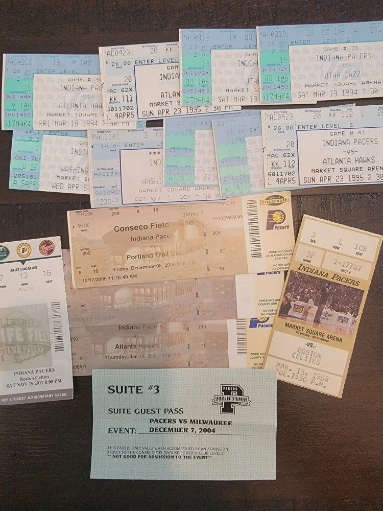 NBA Indiana Pacers Ticket Stubs With BONUSES