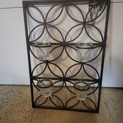 MID-CENTURY MODERN WROUGHT IRON WALL SCONCE/CANDLE HOLDER