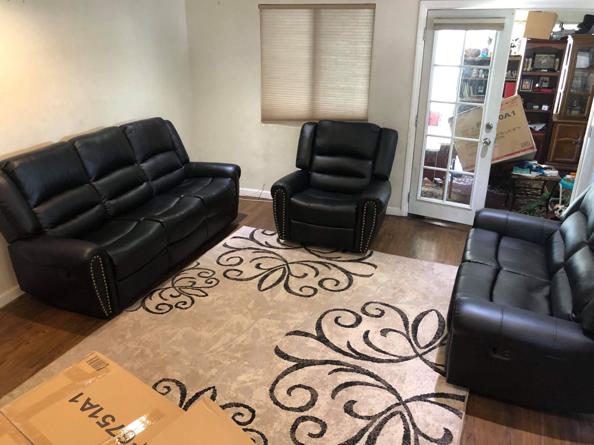 New Black Recliner Couch , Loveseat And Chair Only $50 Down Payment