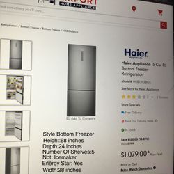 Haier Bottom Freezer Refrigerator 