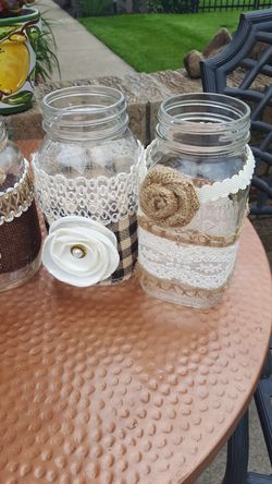 Burlap mason jars