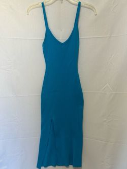 Teal Ribbed Knit Midi Bodycon Dress