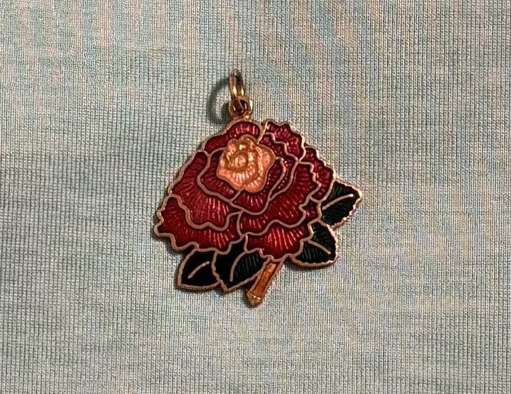 Colorful Rose Necklace Charm Pendant Pink Green Gold
