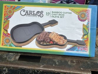 Carlos Santana 10 Inch Bamboo Guitar Cast Iron Fajita Set