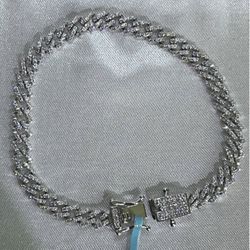 Cuban Bracelet Sterling Silver Moissanite 7’inches 