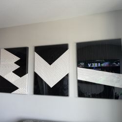 Modern black & white artwork with frames