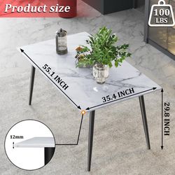 ⭐️Brand New 55” Sintered Stone Dining Table | White Marble, Sealed |Modern Luxury Table