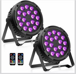 Professional 180W RGBW Stage Par Lights 2Pack Dual-Effect Ring LED Surrounded 18LEDs Par Can, Metal Casing, Remote DMX Control, Easy Setup for DJ Wedd