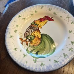 Rooster And Farm Inspired Porcelain Plates And Bowls Set