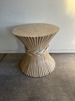 McGuire Style "Sheaf of Wheat" Faux Bamboo Pedestal Side End Coffee Table Base